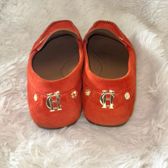 HOLLAND COOPER RARE Suede Driving Loafers in Neroli Orange Gold Detailing UK 3 - Picture 7 of 11